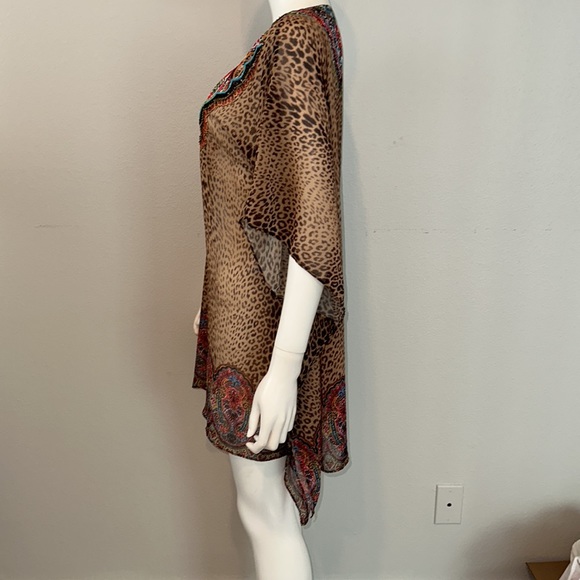 PILYQ *Raja* leopard print swim coverup tunic dress M/L - Picture 4 of 7